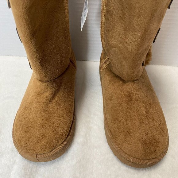Little Girl's Bobbie Brooks Tan Faux Suede Faux Fur- Lined Size L(2/3) Boots Buc - Picture 4 of 9
